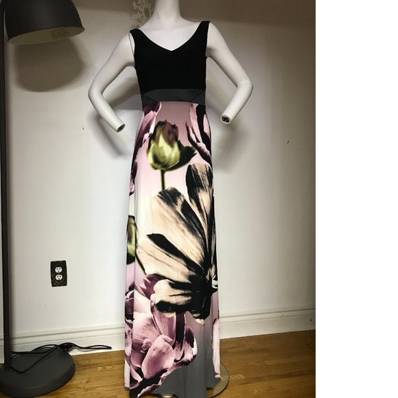 NWT STUNNING Le Chateau maxi floral dress gown floor length prom graduation - Picture 1 of 5